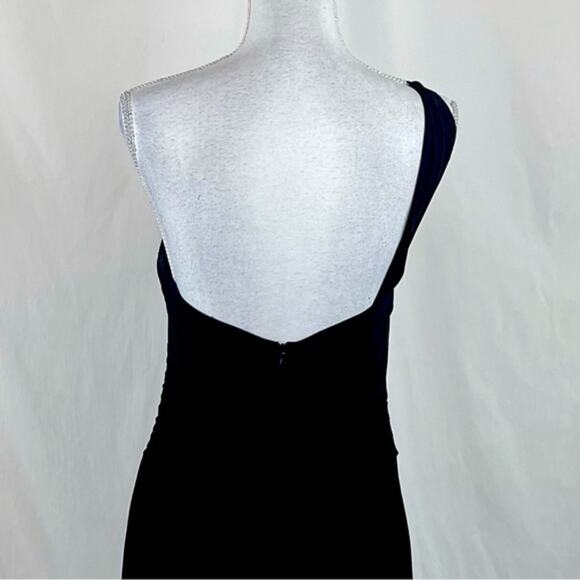Hayley Paige Occasions Black Evening Party One Shoulder Maxi Dress NWOT Size 10 - Picture 7 of 14